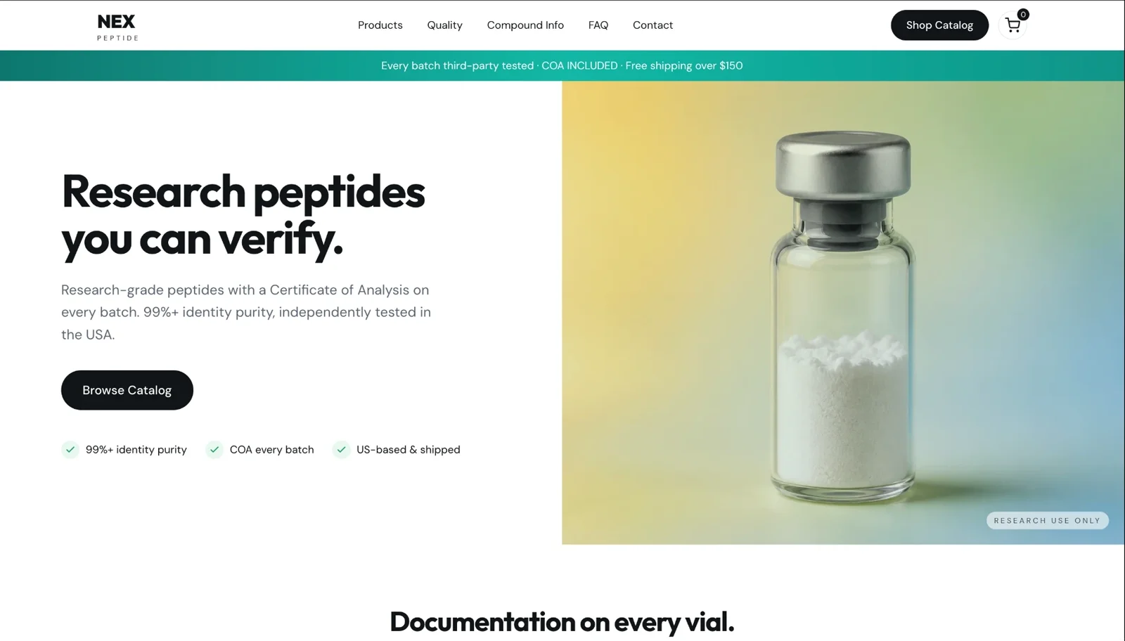 NexPeptide homepage screenshot